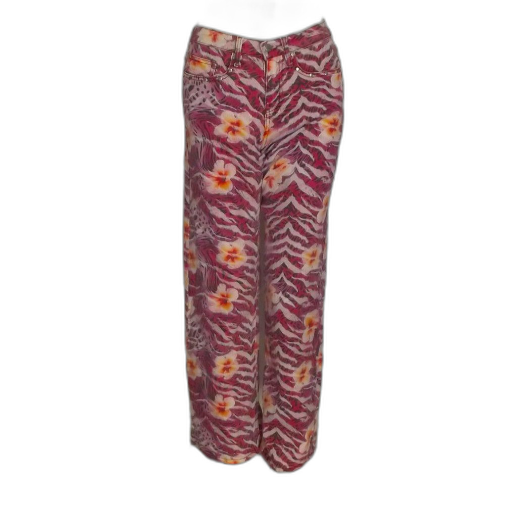 I.AM.GIA Jeans, XXS/24.5", Hera Pink Hibiscus/Animal print, Wide leg, Loose fit